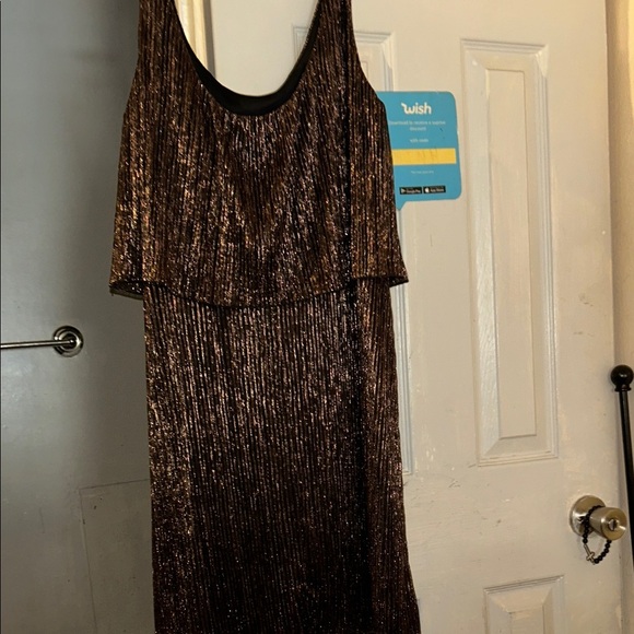 Connected Apparel Metallic Brown Sleeveless Dress - Picture 3 of 4